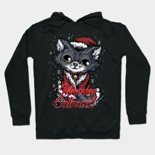 Gray Christmas Cat Santa Suit Merry Catmas Hoodie